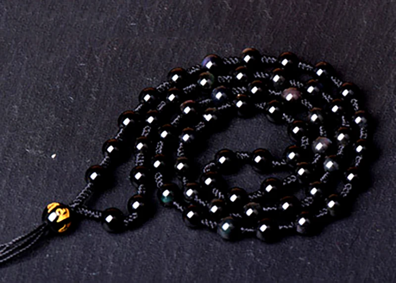 Ожерелье с кулоном из натурального Обсидианового камня, радужные глаза, подвеска в виде тыквы PiXiu, ювелирное изделие на удачу, 6 мм, цепочка для женщин и мужчин, этнический стиль