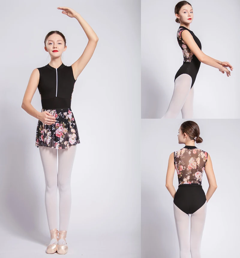 

Gymnastics Leotard Adult 2019 New Design Zipper Net Dance Costume High Quality Black Ballet Dancing Wear Women Ballet Leotard