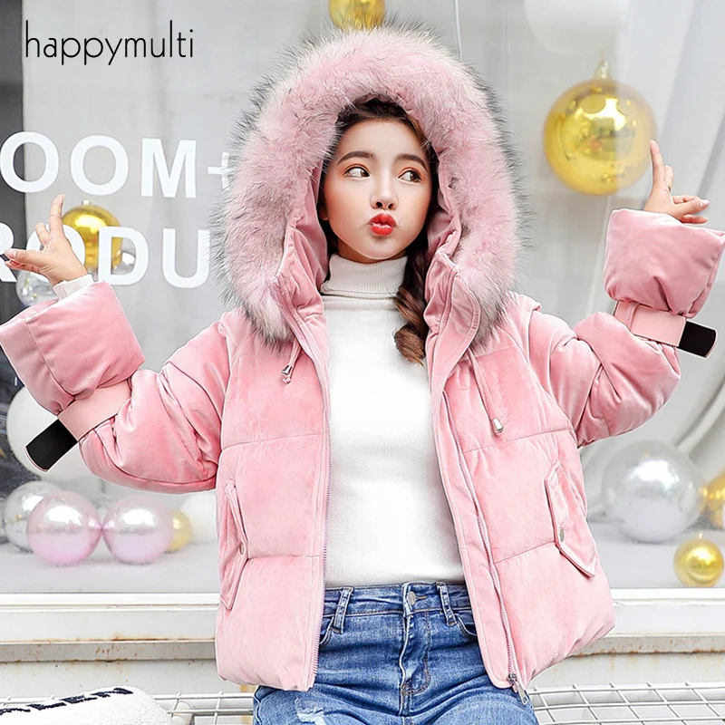 Парка для женщин Happymulti повседневное лоскутное мех животных с капюшоном застёжки