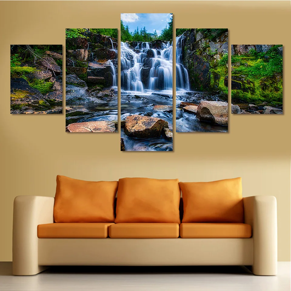 Canvas Wall Art Pictures Home Decor 5 Panels Beautiful Blue Sky And