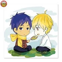 Чудесное детство мило, аниме, два ребенка, едят сахар, DIY Цифровая живопись, рисование на ткани