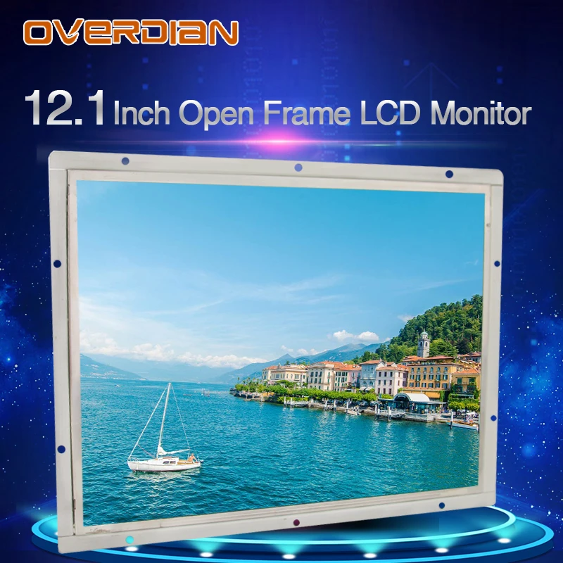 

12" VGA/DVI/USB Interface White Open Frame Metal Shell High Resolution Resistance Touch Industrial Lcd Monitor TFT Type