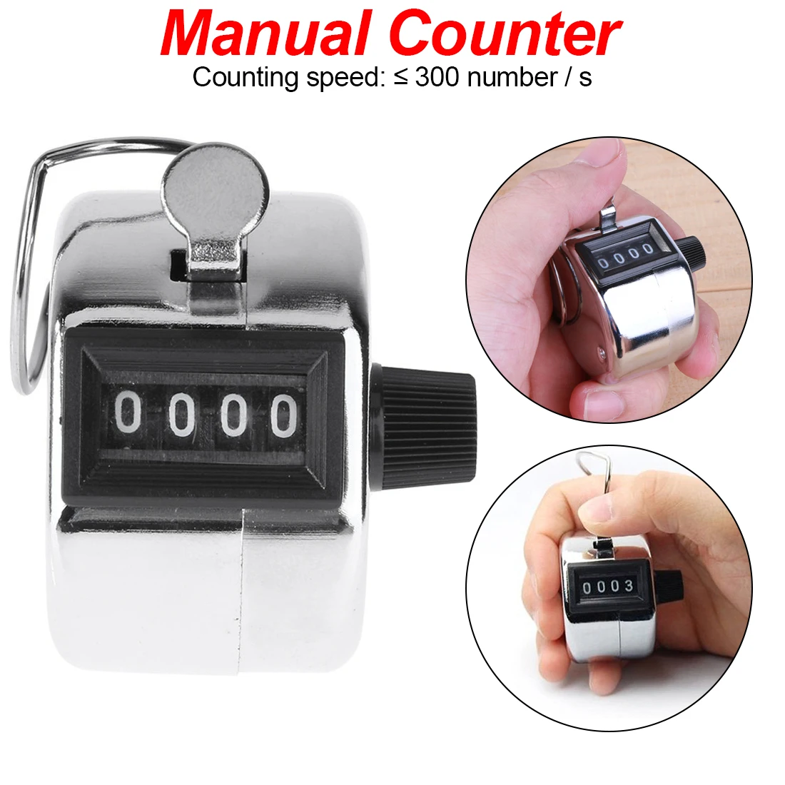 

4 Digit Number Manual Mechanical Clicking Hand Counter 1PC For Sports Running Kicking