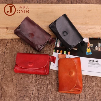 

Joyir Vintage Genuine Leather Coin Purse Man multi-function Short Coin Wallet Cow Leather Money Bag Teen mini coin bag gift