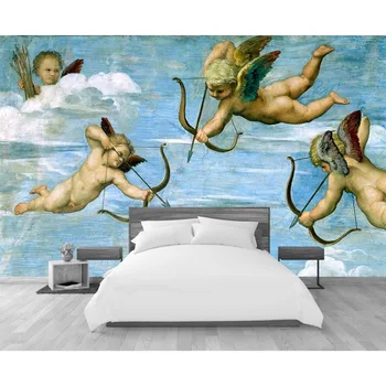 

Angel Oil Painting Wall Paper Home Hotel Decor Wall Mural Living Room Bedroom Papel De Parede Self Adhesive Vinyl/Silk Wallpaper