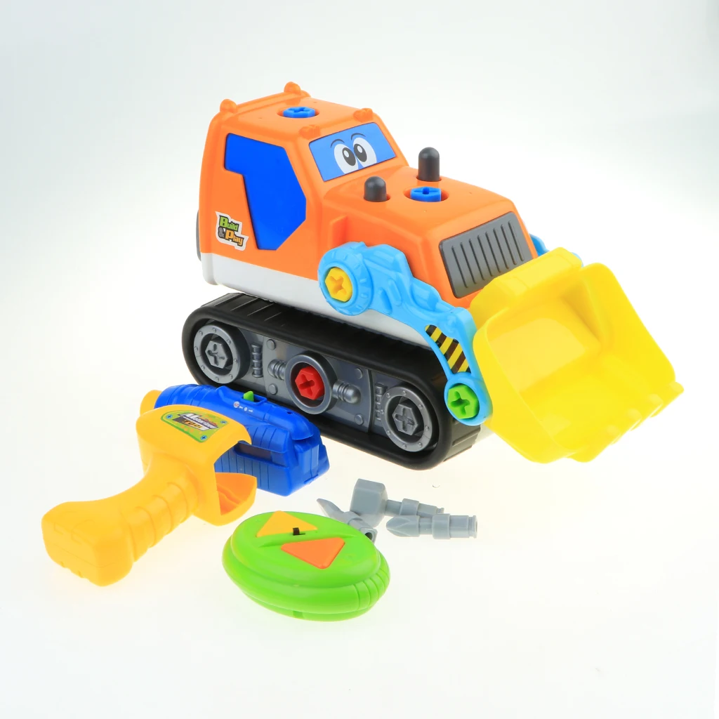 Take Apart Constructions Vehicles Toys - Assemble RC remote control Engineering Truck w/ Electric Drill Tool Kit Screwing Block
