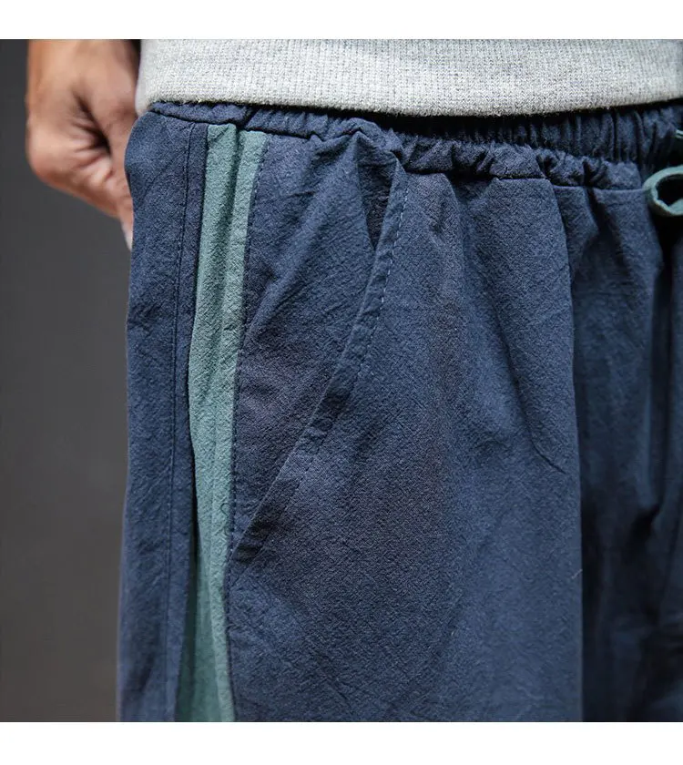 New Comfortable Cotton Pants Men Fashion Spring Side Stripe Patch Design Mens Baseball Pant Mid Waist Plus Size Men's Trousers 16