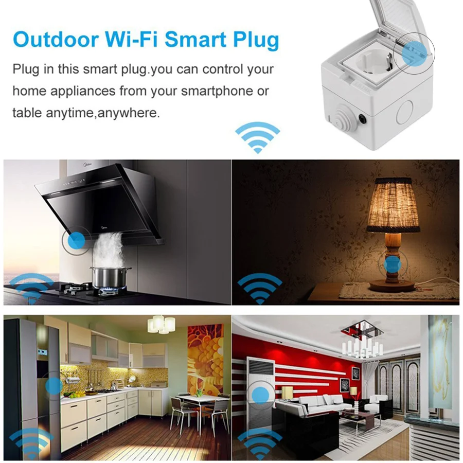 EJLINK Waterproof Wifi Socket IP55 Wifi Outlet Smart Plug Ewelink App Remote Control Outdoor Socket IOS and Android App Control (3)