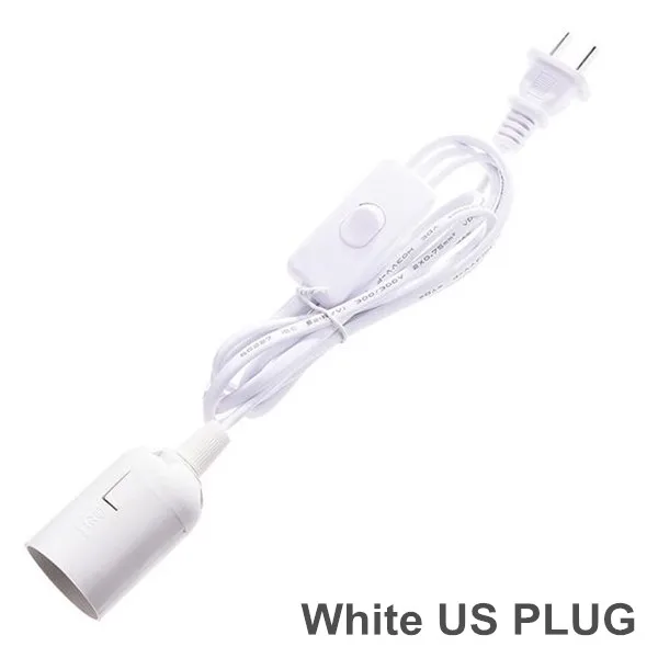 Вилка европейского и американского 1,8 м Мощность Шнур кабель E27 держатель лампы база с переключателем провода для подвесной светодиодный лампы e27 подвесные подвеска разъем - Цвет: White US PLUG