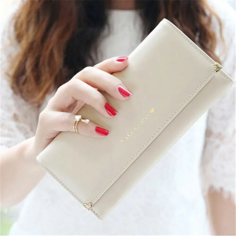 

Fashion Women Leather Bifold Wallet New Clutch Long Card Holders Faux Leather Fashion Purse Lady Fashion Long Handbag New 2019