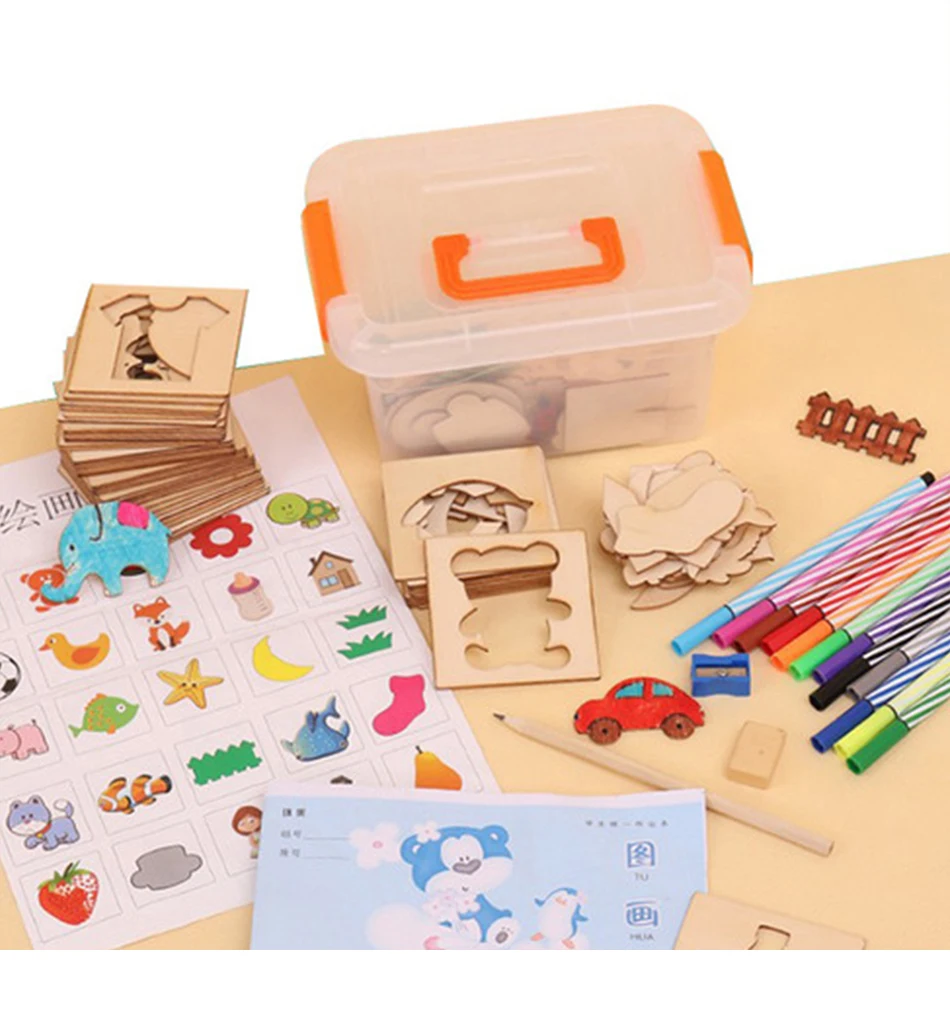 100 шт. деревянный Краски ноутбук для учебы деревянные игрушки детские игрушки для рисования набор школа Краски инструменты обучающая раскраска подарок для детей