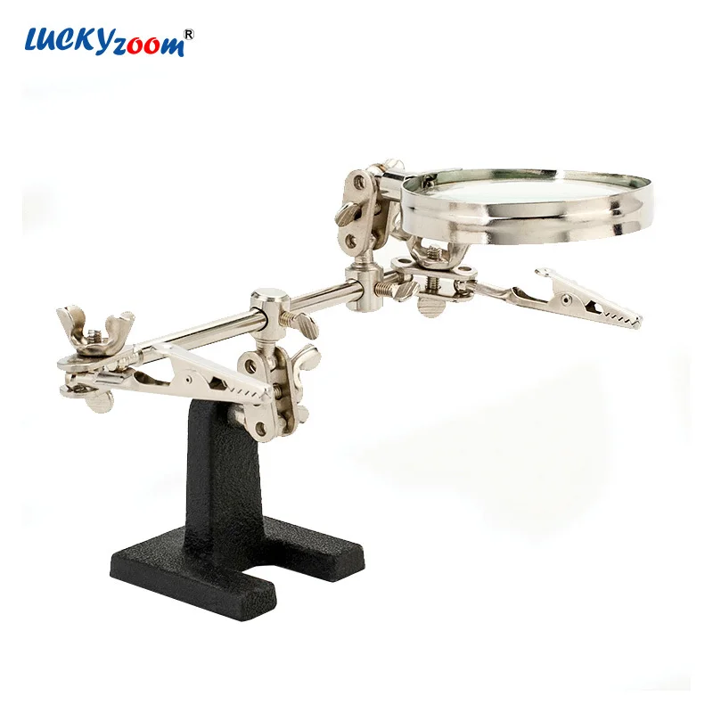 5X Third Hand For Soldering Magnifier Metal Welding Helping Hand Magnifying Glass With Auxiliary Clip Electric Iron Repair Lupe