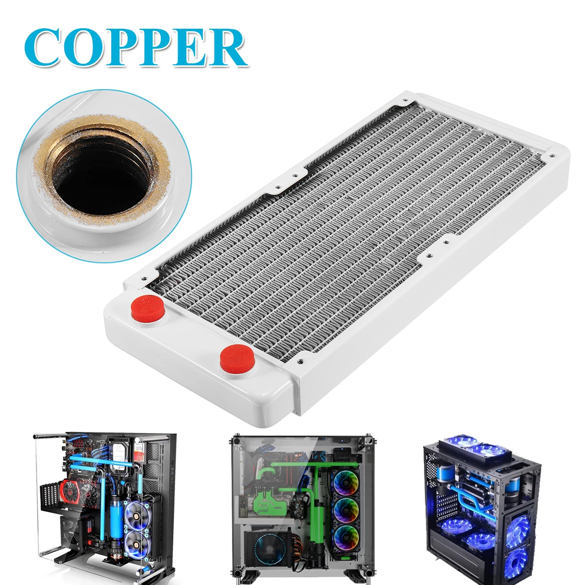 

LEORY Computer CPU Water Cooling Radiator Heatsink Copper Water-cooled Radiator Exhaust Heat Exchanger Water Cooling Cooler