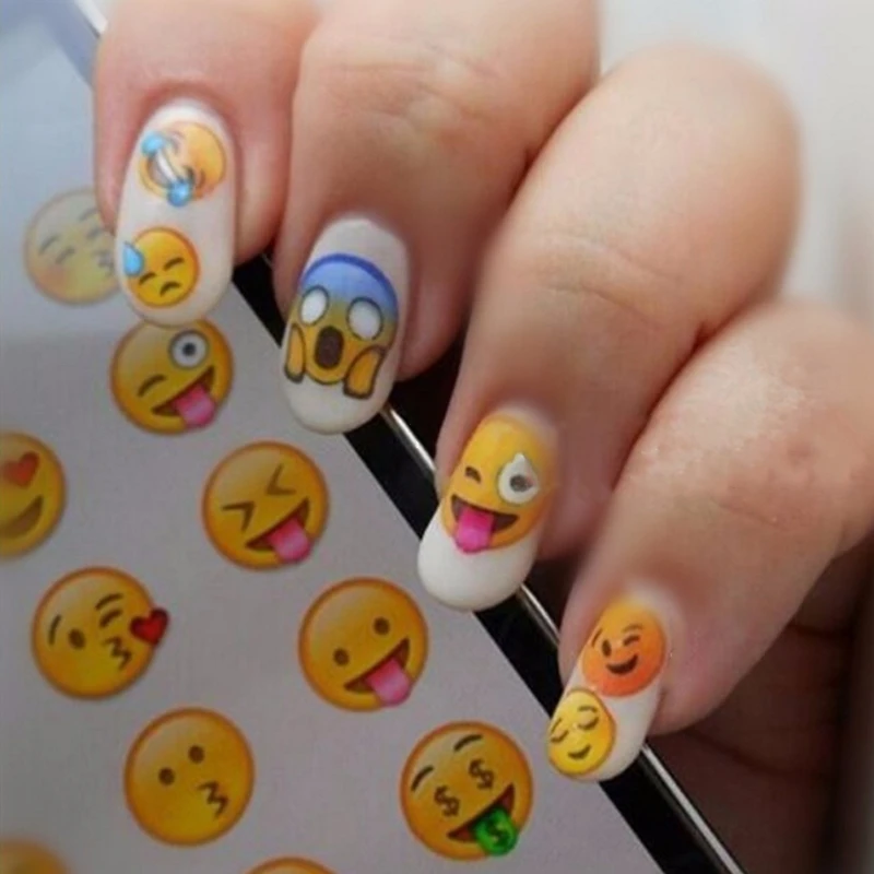 

10pcs Sheet Emoji Water Transfers Nail Art Sticker Decals Various Expression