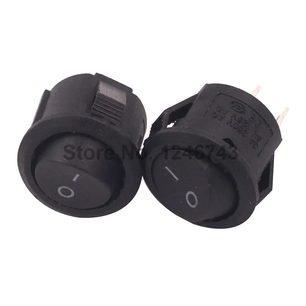 10PCS 16mm Diameter Small Round Boat Rocker Switches Black Mini Round 2