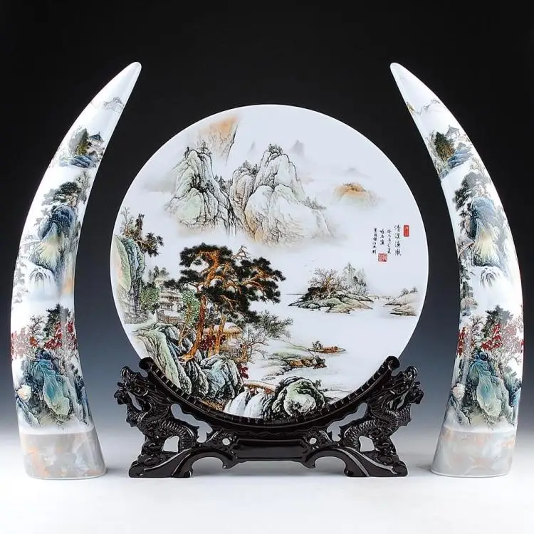 

BEST business birthday present - Vintage handicraft landscape Top Gear porcelain plate Decor art 3-piece set