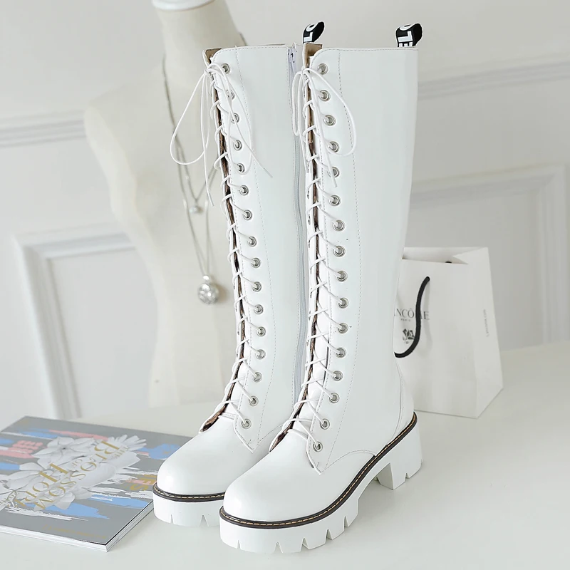 Dames Moto Cm Lacets Femme argent Hautes Femmes blanc Nouvelles Épais rouge Argent Pour Bottes Rouge Noir Noir 5 À Blanc Talons Chaussures gBnnO8Wqf