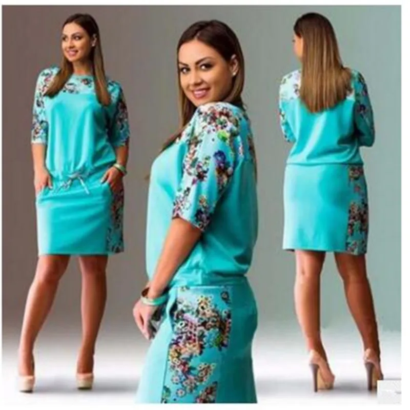 

2017 High quality brand fashion summer Plus Size dress women clothing floral print pattern casual dresses vestidos L-6XL