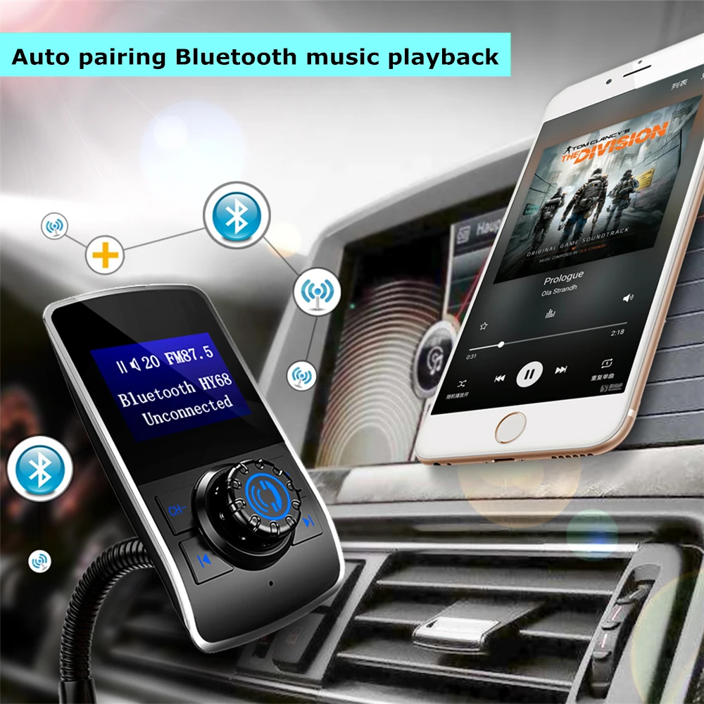 Автомобильный комплект громкой связи беспроводной Bluetooth fm передатчик lcd MP3 плеер