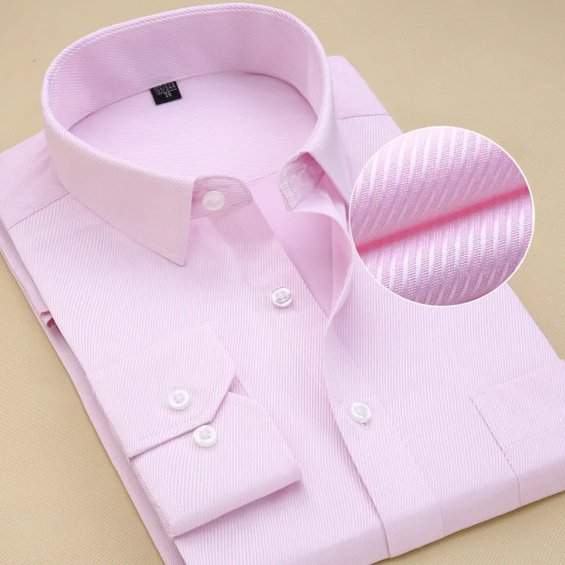 Meilleur Recommander 8xl 2018 sergé solide à manches longues hommes d affaires robe shirts avec poche travail plus la taille qualité bien fit mâle blouses