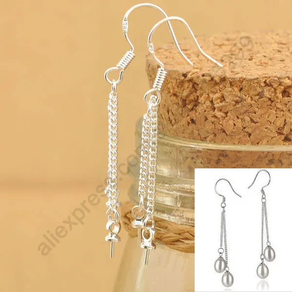 

24Hours Handle 100PCS/Lot Genuine 925 Sterling Silver Jewelry Findings Double ROLO Chain Earring Hooks Earwire