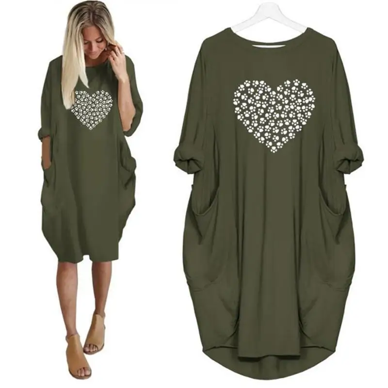 Dog Letters Print Dress Pocket Dress Maxi Vestidos Women Dresses Beach Cheap Clothes China Denim