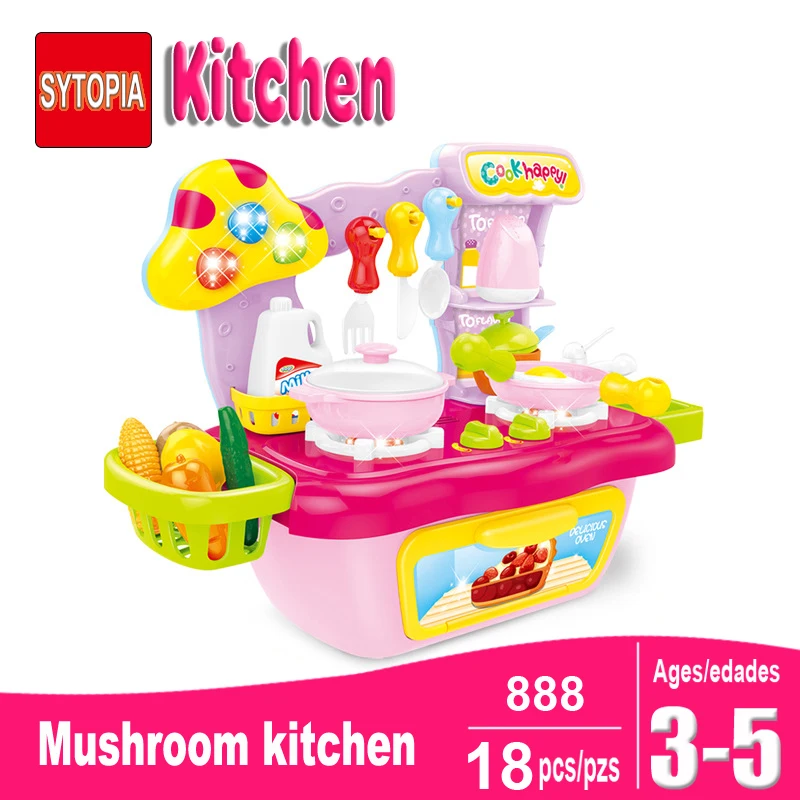 

Miniature Kitchen Baby Toys Electronic Kitchen Set Toy Light And Sound Features Cooking Tools Children's Kitchen Girls Toys