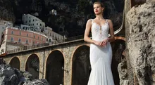 Special Design Mermaid Wedding Dress Sexy Deep V-neck Spaghetti Straps Vestido De Novia Backless Applique NM 579