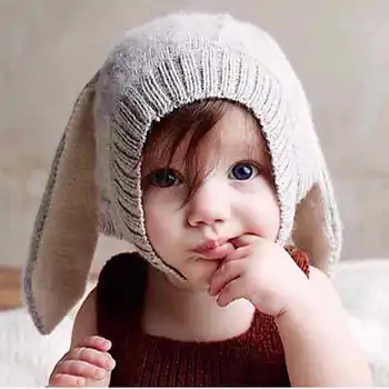 

Long ear rabbit ear knitted hat baby wool hat Autumn and winter models