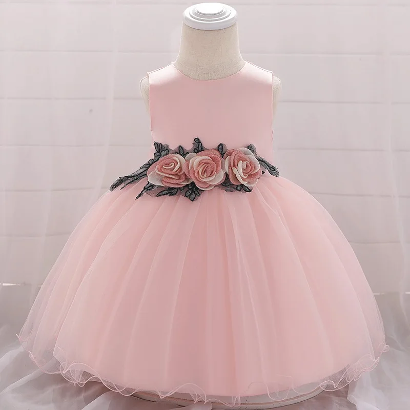 

Baby clothes Baby Girl Dress Rose Bow 0-24M 1 Years tutu princess Birthday Dresses for infant Washing party dress