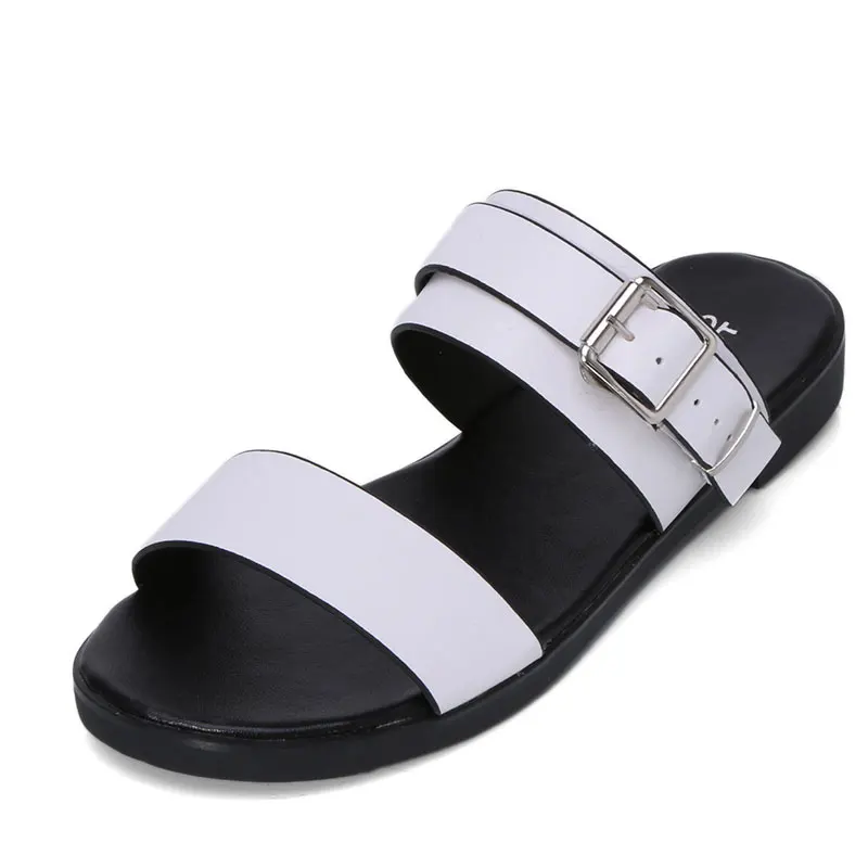 black and white flat shoes for 2016 slides sandals brand leather black and white flat shoes for 2016 slides sandals brand leather