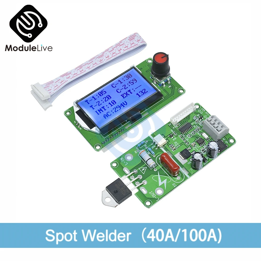 Baratos Codificador Digital de doble pulso LCD, soldador de punto, máquina de soldadura, Control de tiempo, tablero de módulo de soldadura, 40A 100A, controlador electrónico