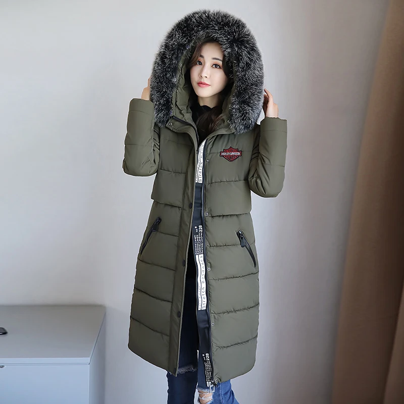 Noir De gris army Green Fourrure Nouveau Épaississement Grande Col Taille Femmes Long Manteau Grand Coréenne E2DWIH9