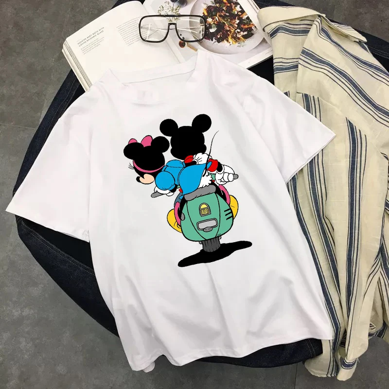 

Women Summer Camiseta Mujer Vogue Tops Graphic Tee Shirt Femme Mickey Mine Take Motorcycle Harajuku T Shirt Plus Size Streetwear
