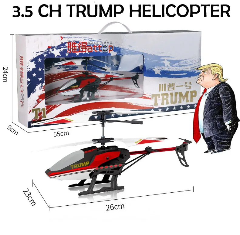 RC Helicopter 3.5 CH TRUMP toy NO.1 private Helicopter with LED Light Quadcopter Children Gift Shatterproof Flying Toys Model