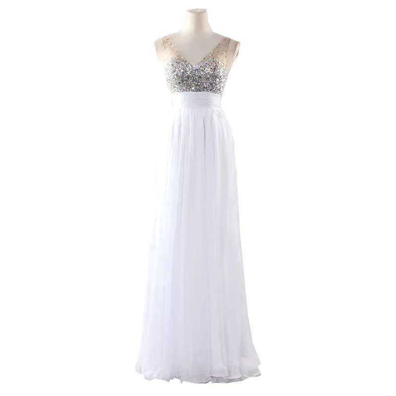SEBOWEL Sexy Summer Sleeveless Long Party Dresses Floor-Length Chiffon Lace Womens Formal Dresses Robe Femme Ete 2017 Bluewhite (4)