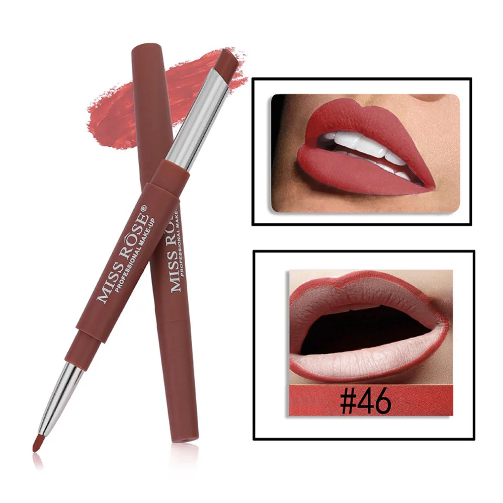 

MISS ROSE Lipstick Double-end Lasting Lipliner Waterproof Lip Liner Stick Pencil 14 Color Matte Liquid Smooth Lip Stick makeup