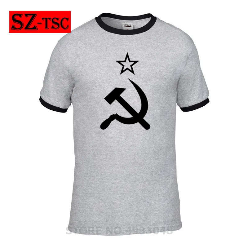 CCCP Hammer And Sickle Soviet Mens Loose Fit Cotton T-Shirt