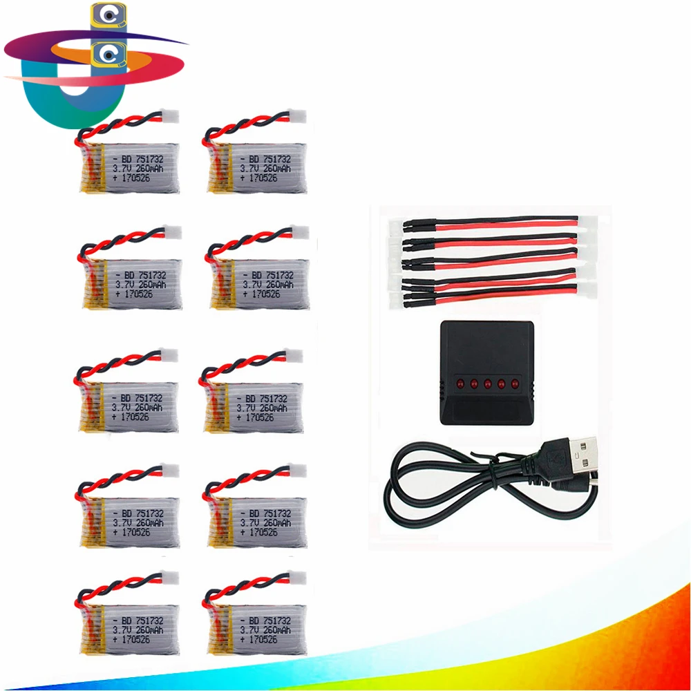 Peças e Acessórios 10 pcs 3.7 v 260 For : Jjrc H36 Eachine E010