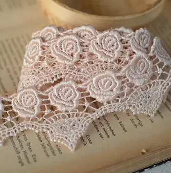 

5 Meters/lot 4.5cm Skin Color Polyester Sewing Craft Crochet Scallop Shape Net Lace Trim Clothes Decorative Embroidered Applique