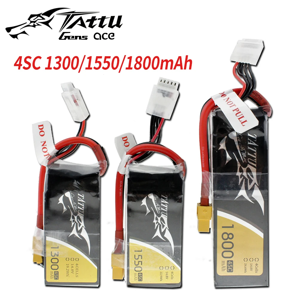 

TATTU 45C 4S 14.8V 1300mah 1550mah 1800mah LiPo Battery with XT60 Plug for RC Helicopter Quadrocopter Drone FPV RC Battery