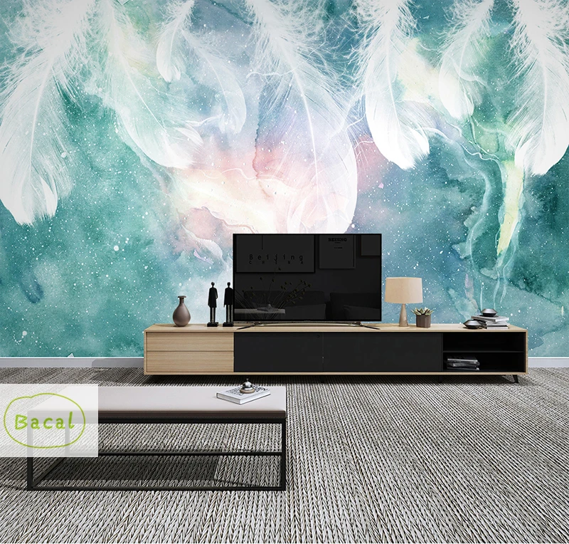 Minimalis Modern Mural Foto Wallpaper 5d Bulu Dinding Mural Abstrak Corak Hijau Seni Kertas Dinding Kamar Tidur Dinding Dekorasi 3d Wallpaper Aliexpress