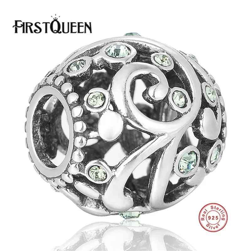 

FirstQueen 2017 Authentic 925 Sterling Silver Flower Bead Charm For Women DIY Jewelry Making Fits Bracelets Necklace