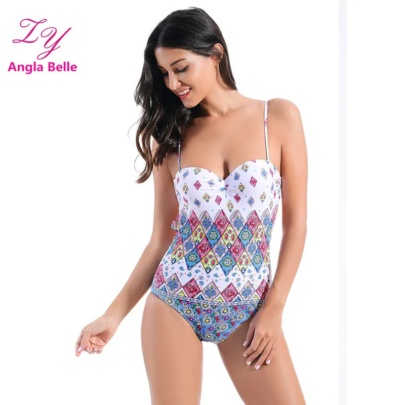 

One Piece Swimwear Women Swimsuit Retro Backless Push Up Swimming Suit for Women Flower Printed Beach Wear Bathing Suit
