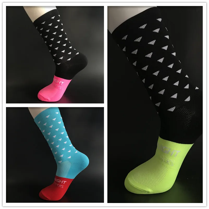 New KNIGHT Cycling Socks Triangle Jacquard Stitching Socks Sports