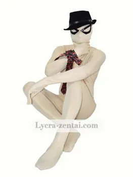 

Light Yellow and Flesh Color Spandex Fullbody Zentai Suit For Halloween Cosplay Party Suits