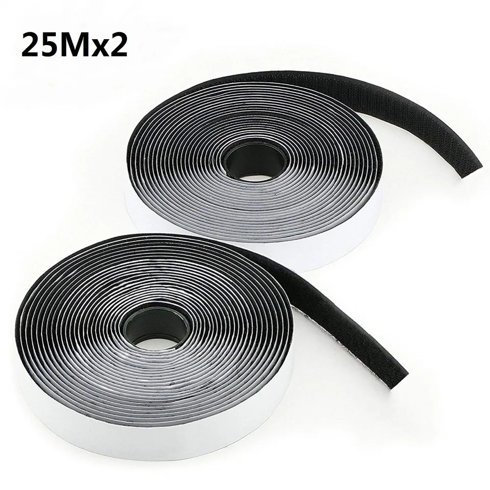 25M*2 Hook and Loop Tape Self Adhesive Sticky Heavy Duty Reusable Double Sided | Дом и сад