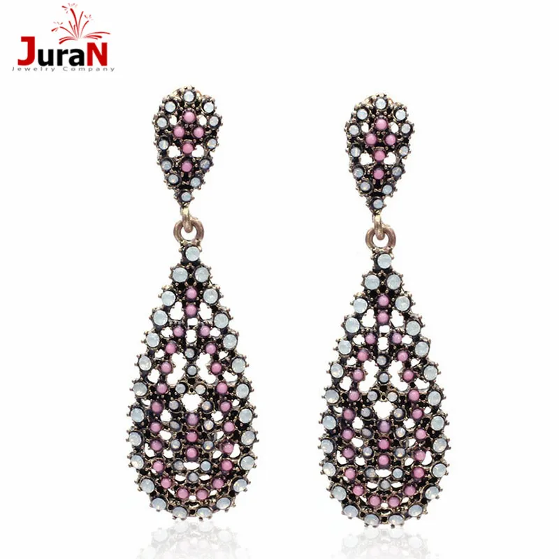 

JURAN 2018 New Party Earrings Colorful Full Crystal Dangle Earring For Party Fashion Earring For Women Wholesale C3209