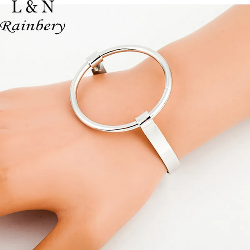 Rainbery Big Round New Bracelet Femme Simple Design Fashion Jewelry Wholesale Bracelets & Bangles Gold Plated Bijoux Gift