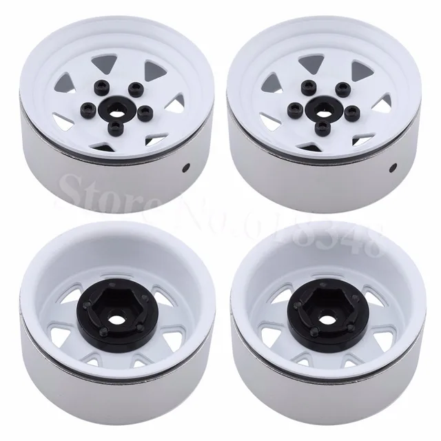 Best Price 4-Pack Heavy Metal RC Rock Crawler 1.9" Beadlock Wheels Rim 12mm Hex Hub for 1/10 Axial SCX10 TAMIYA CC01 RC4WD D90 D110